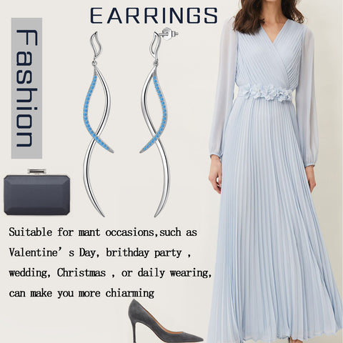 Pendientes colgantes con forma de infinito, joyería para mujeres y niñas, regalo de cumpleaños, plata de ley 925, cristal azul