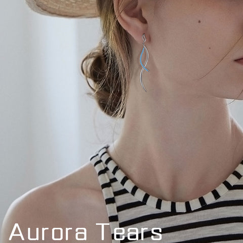 Pendientes colgantes con forma de infinito, joyería para mujeres y niñas, regalo de cumpleaños, plata de ley 925, cristal azul