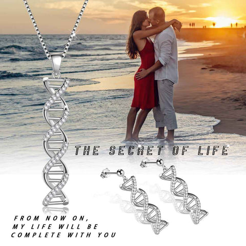 Conjunto de joyas Infinity DNA de doble hélice, collar, pendientes, joyería para mujer Aurora Tears