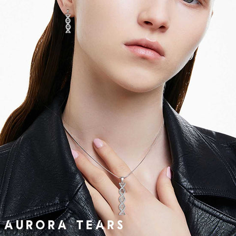 Conjunto de joyas Infinity DNA de doble hélice, collar, pendientes, joyería para mujer Aurora Tears