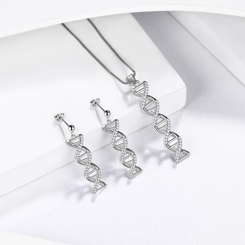 Conjunto de joyas Infinity DNA de doble hélice, collar, pendientes, joyería para mujer Aurora Tears