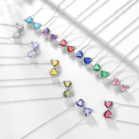 Women Infinity Heart Butterfly Necklace Birthstone Pendant Jewelry Birthday Mother's Day Gift