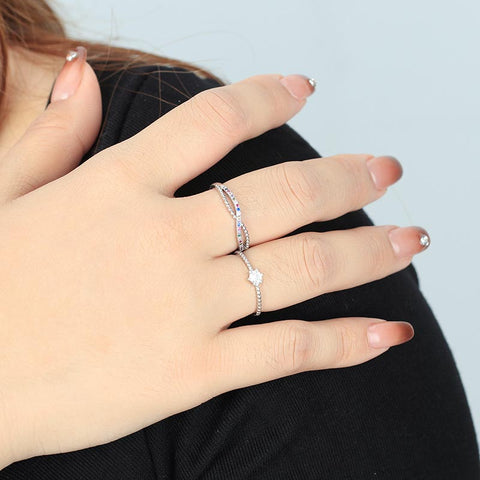 Anelli di promessa per lei, gioielli da donna, fedi nuziali impilabili, anelli per donne, misura 6-9