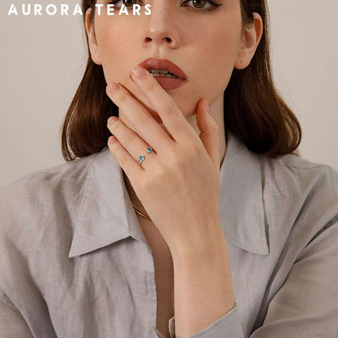 Anillos de doble hélice de ADN en espiral infinita, joyería para mujer Aurora Tears