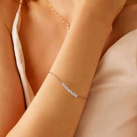 Pulsera de doble hélice de ADN en espiral infinita, joyería para mujer Aurora Tears