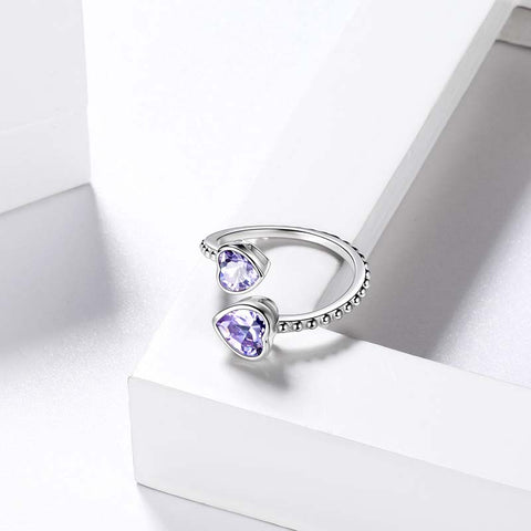 Birthstone June Alexandrite Love Hearts Anello Gioielli Donna Ragazza Regalo di compleanno