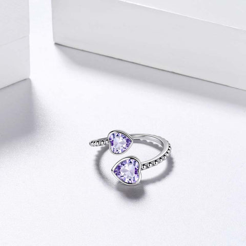 Birthstone June Alexandrite Love Hearts Anello Gioielli Donna Ragazza Regalo di compleanno