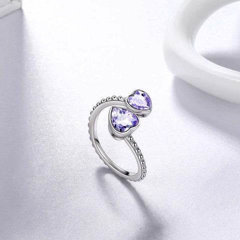 Birthstone June Alexandrite Love Hearts Anello Gioielli Donna Ragazza Regalo di compleanno
