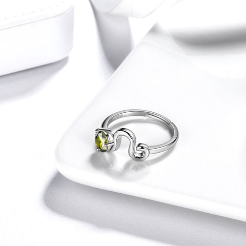 Leo Ring August Peridot Birthstone Zodiac Women Girls Jewelry Birthday Gift