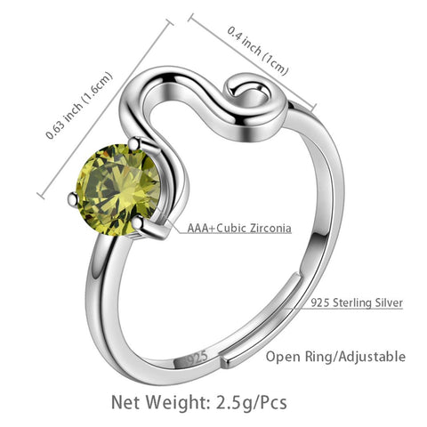 Leo Ring August Peridot Birthstone Zodiac Women Girls Jewelry Birthday Gift