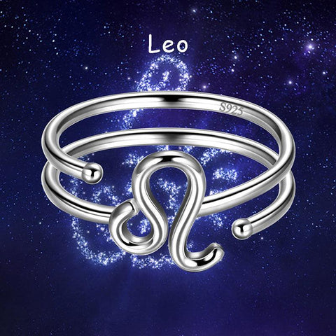 Leo Zodiac Open Rings 925 Sterling Silver Aurora Tears Jewelry