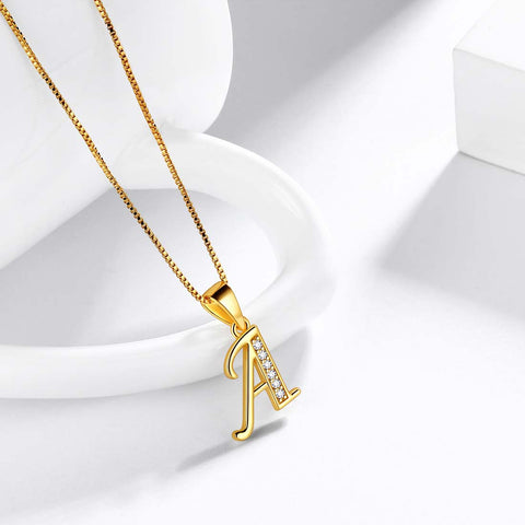 Letter A Initial Necklaces Pendant Women Men Name Jewelry Gift 925 Silver