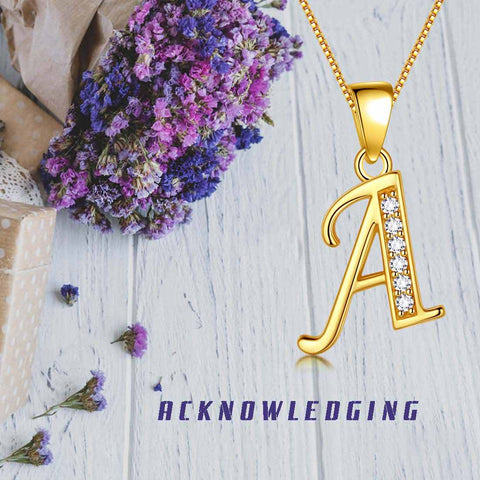 Letter A Initial Necklaces Pendant Women Men Name Jewelry Gift 925 Silver