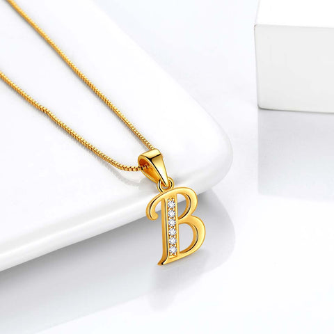 Letter B Initial Necklaces Pendant Women Men Name Jewelry Gift 925 Silver