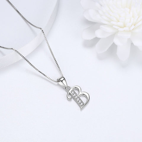 Letter B Initial Necklaces Pendant Women Men Name Jewelry Gift 925 Silver