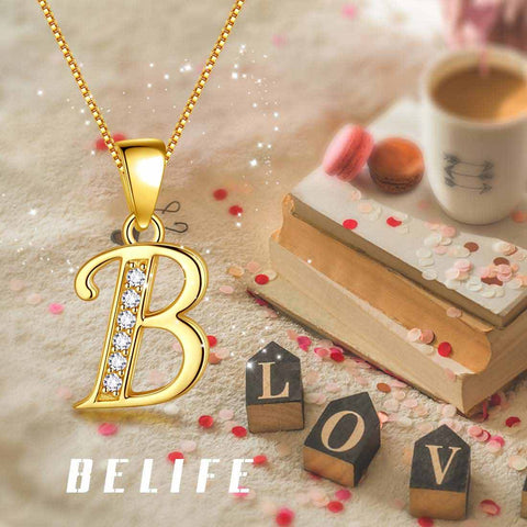 Letter B Initial Necklaces Pendant Women Men Name Jewelry Gift 925 Silver