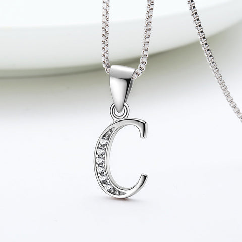 Letter C Initial Necklaces Pendant Women Men Name Jewelry Gift 925 Silver