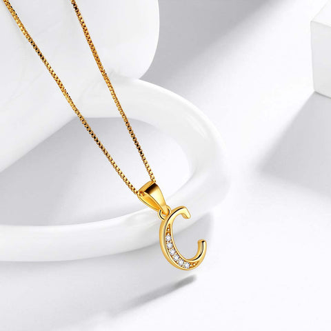 Letter C Initial Necklaces Pendant Women Men Name Jewelry Gift 925 Silver