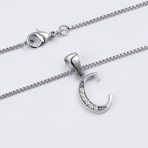 Letter C Initial Necklaces Pendant Women Men Name Jewelry Gift 925 Silver