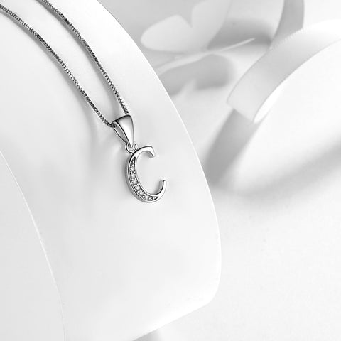 Letter C Initial Necklaces Pendant Women Men Name Jewelry Gift 925 Silver