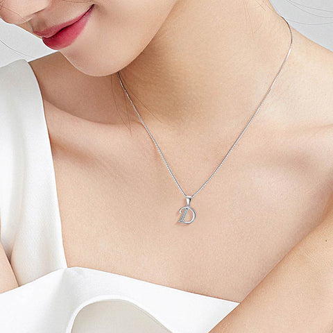 Lettera D Iniziale Collane Ciondolo Donna Uomo Nome Gioielli Regalo Argento 925