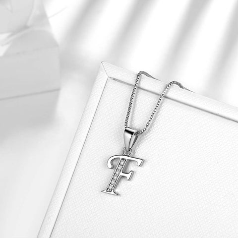 Letter F Initial Necklaces Pendant Women Men Name Jewelry Gift 925 Silver