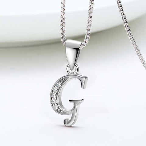 Letter G Initial Necklaces Pendant Women Men Name Jewelry Gift 925 Silver
