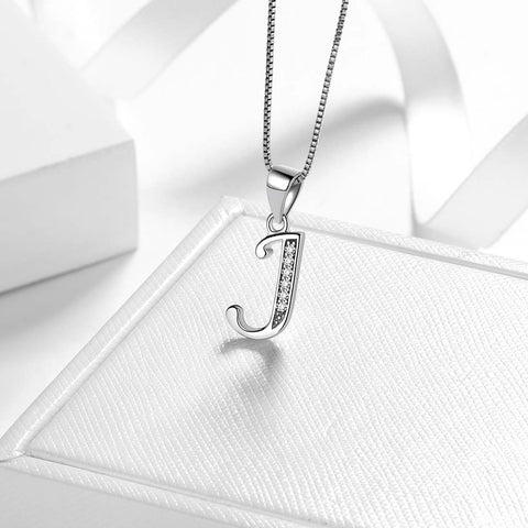 Letter J Initial Necklaces Pendant Women Men Name Jewelry Gift 925 Silver