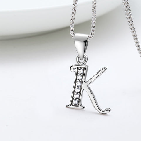 Lettera K Iniziale Collane Ciondolo Donna Uomo Nome Gioielli Regalo Argento 925