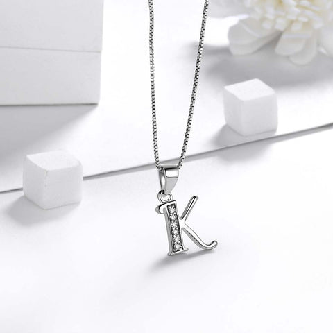Lettera K Iniziale Collane Ciondolo Donna Uomo Nome Gioielli Regalo Argento 925