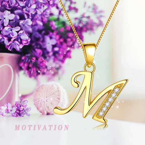 Letter M Initial Necklaces Pendant Women Men Name Jewelry Gift 925 Silver