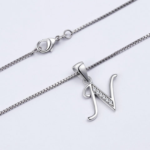 Lettera N Iniziale Collane Ciondolo Donna Uomo Nome Gioielli Regalo Argento 925