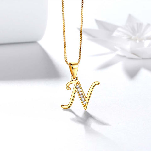 Lettera N Iniziale Collane Ciondolo Donna Uomo Nome Gioielli Regalo Argento 925