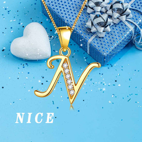 Lettera N Iniziale Collane Ciondolo Donna Uomo Nome Gioielli Regalo Argento 925