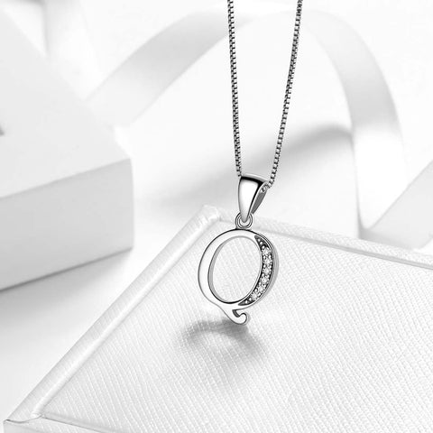 Lettera Q Iniziale Collane Ciondolo Donna Uomo Nome Gioielli Regalo Argento 925