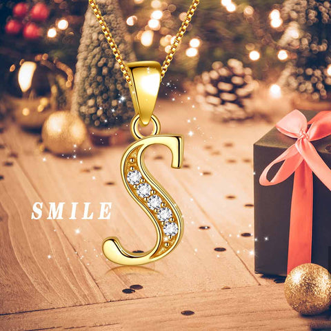 Letter S Initial Necklaces Pendant Women Men Name Jewelry Gift 925 Silver