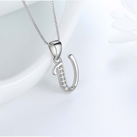 Lettera U Iniziale Collane Ciondolo Donna Uomo Nome Gioielli Regalo Argento 925