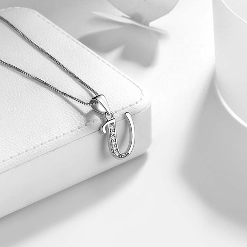 Lettera U Iniziale Collane Ciondolo Donna Uomo Nome Gioielli Regalo Argento 925
