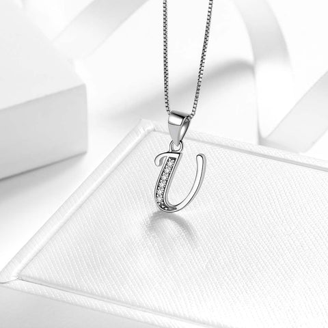 Lettera U Iniziale Collane Ciondolo Donna Uomo Nome Gioielli Regalo Argento 925