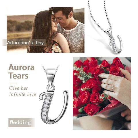 Lettera U Iniziale Collane Ciondolo Donna Uomo Nome Gioielli Regalo Argento 925