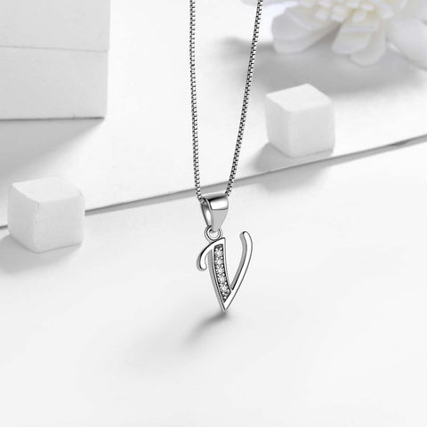 Lettre V initiale colliers pendentif femmes hommes nom bijoux cadeau 925 argent