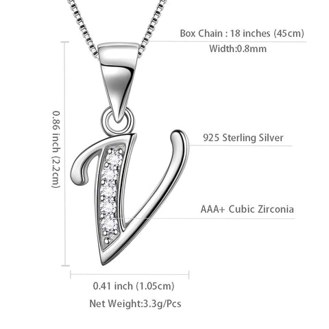 Lettre V initiale colliers pendentif femmes hommes nom bijoux cadeau 925 argent