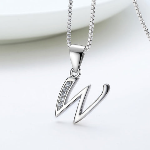 Lettera W Iniziale Collane Ciondolo Donna Uomo Nome Gioielli Regalo Argento 925