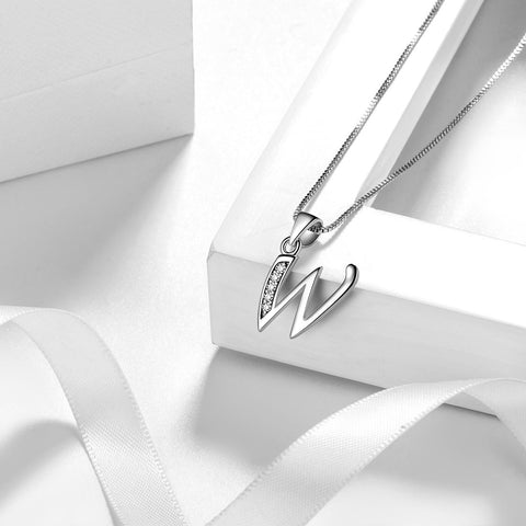 Lettera W Iniziale Collane Ciondolo Donna Uomo Nome Gioielli Regalo Argento 925