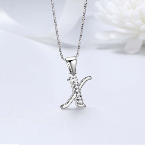 Lettera X Iniziale Collane Ciondolo Donna Uomo Nome Gioielli Regalo Argento 925