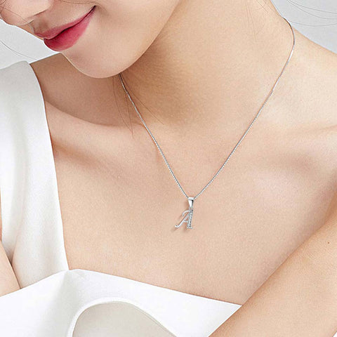 Letter A Initial Necklaces Pendant Women Men Name Jewelry Gift 925 Silver