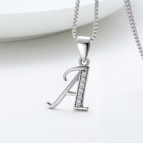 Letter A Initial Necklaces Pendant Women Men Name Jewelry Gift 925 Silver