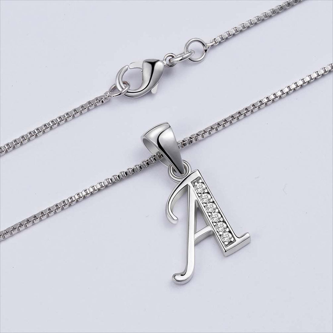Collana ALOV Jewelry Con Ciondolo Lettera A Iniziale E Cuore – Argento 925, Zirconia Cubica – Catena Veneziana 45 Cm + 5 Cm Di Estensione