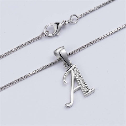 Letter A Initial Necklaces Pendant Women Men Name Jewelry Gift 925 Silver