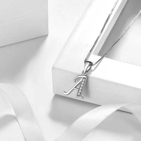 Letter A Initial Necklaces Pendant Women Men Name Jewelry Gift 925 Silver